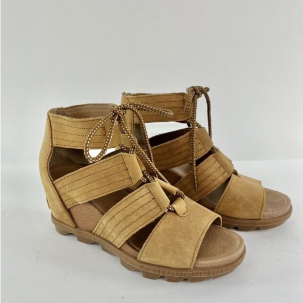 NWOT Sorel Joanie Women's Brown Leather Wedge Ankle Strappy NL3224 Size: 6/3